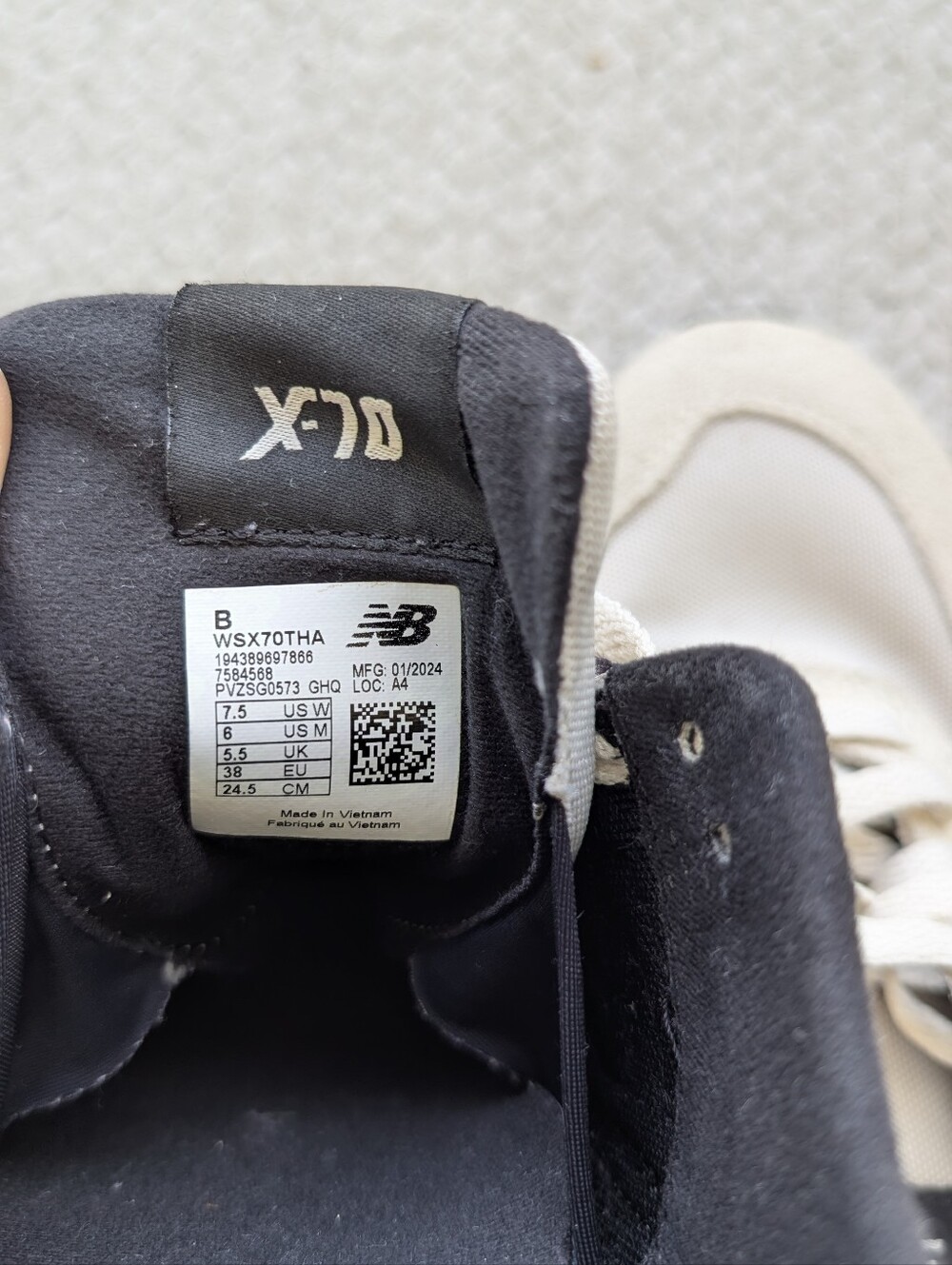 Women's New Balance X-70 Fresh Foam Sneakers Beige/Black WSX70THA, size 7.5 - Picture 3 of 6